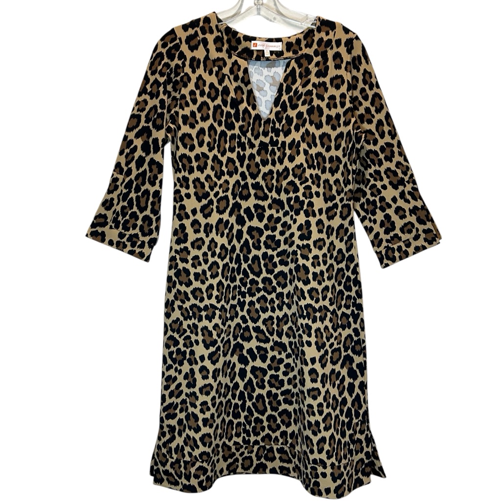 Nwot Jude Connally Megan Dress Leopard Print 3/4 Sleeves V-Neck Made Usa - Small